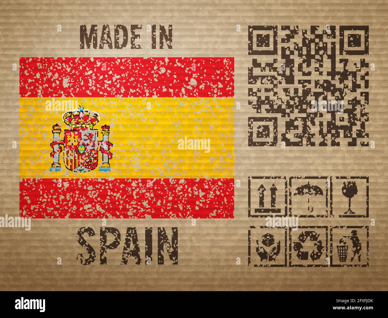 Cardboard made in Spain, textured background. Vector illustration Stock