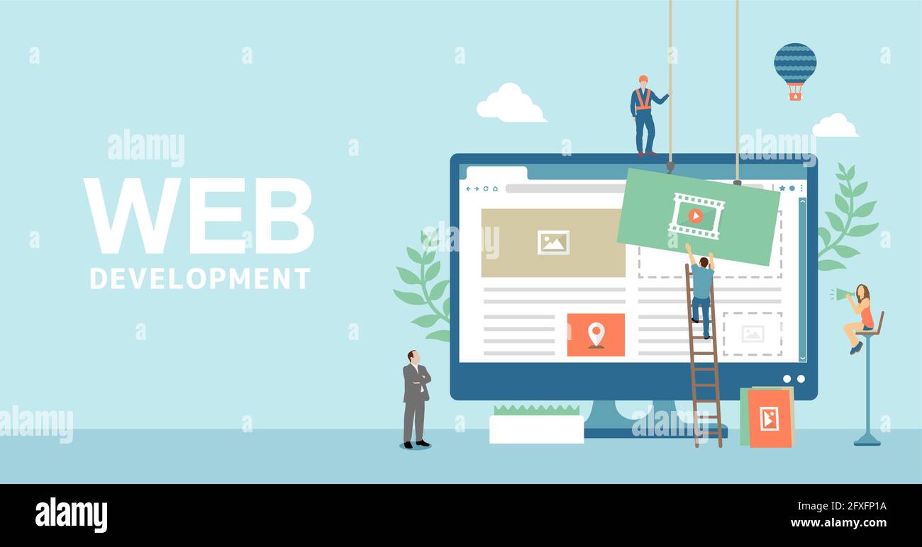 Web development concept vector banner illustration Stock Vector Image ...