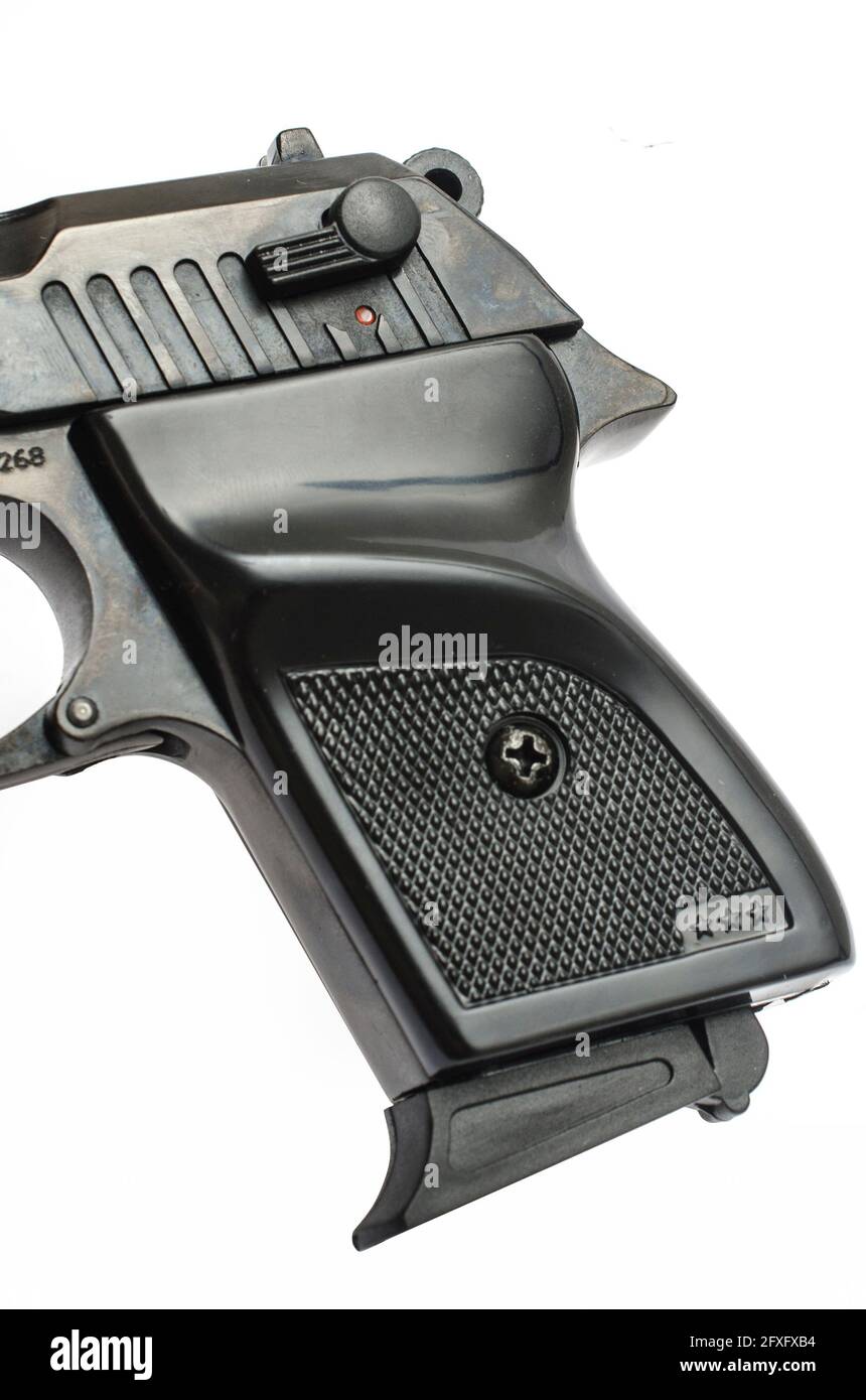 handle of pistol isolated Stock Photo Alamy
