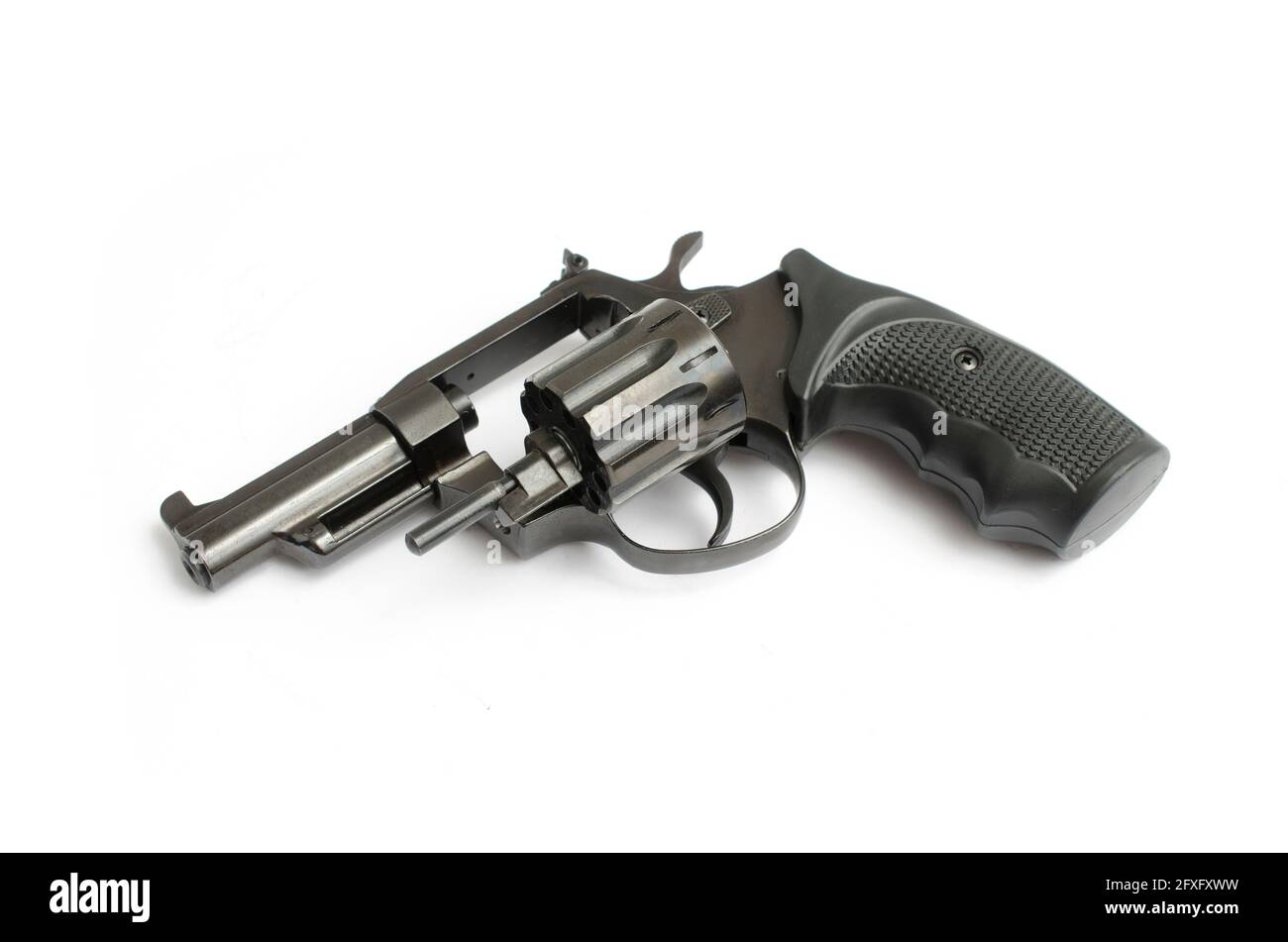 black revolver isolated on a white background Stock Photo - Alamy