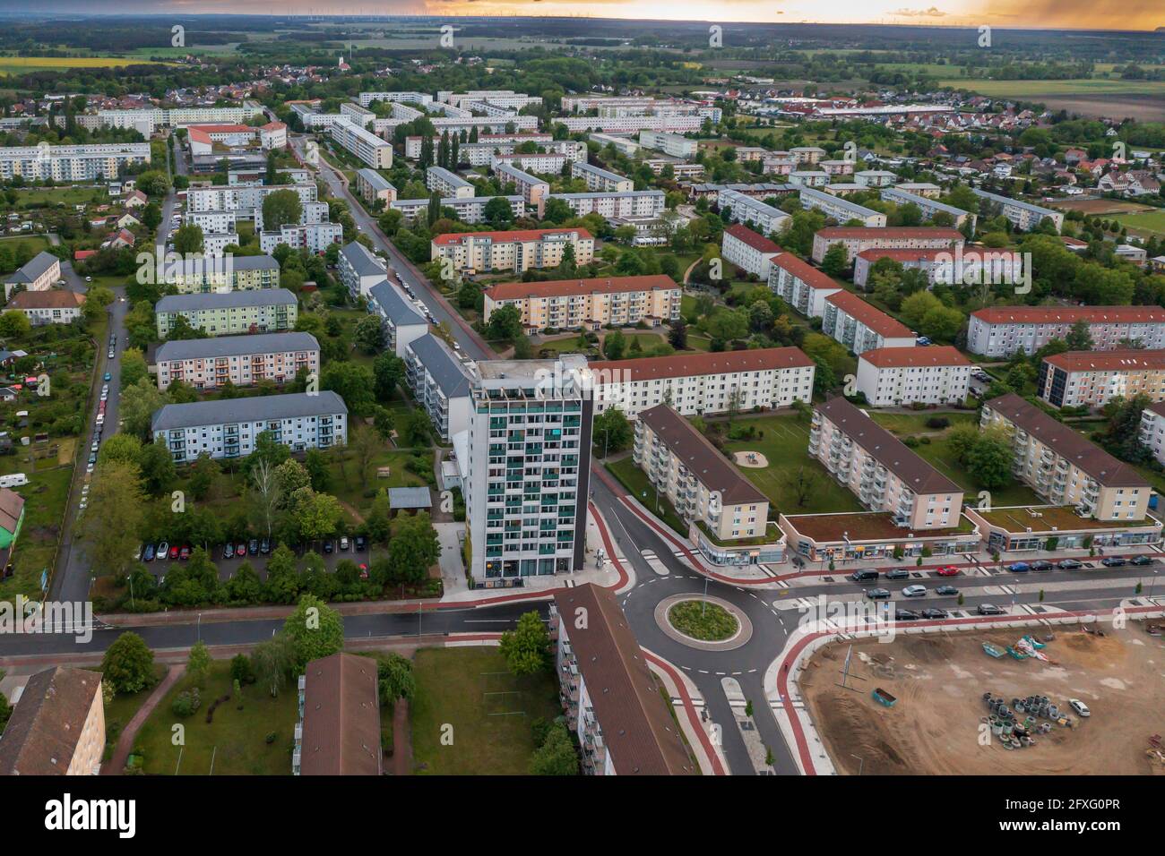 Aerial view of German town Lübbenau Stock Photo