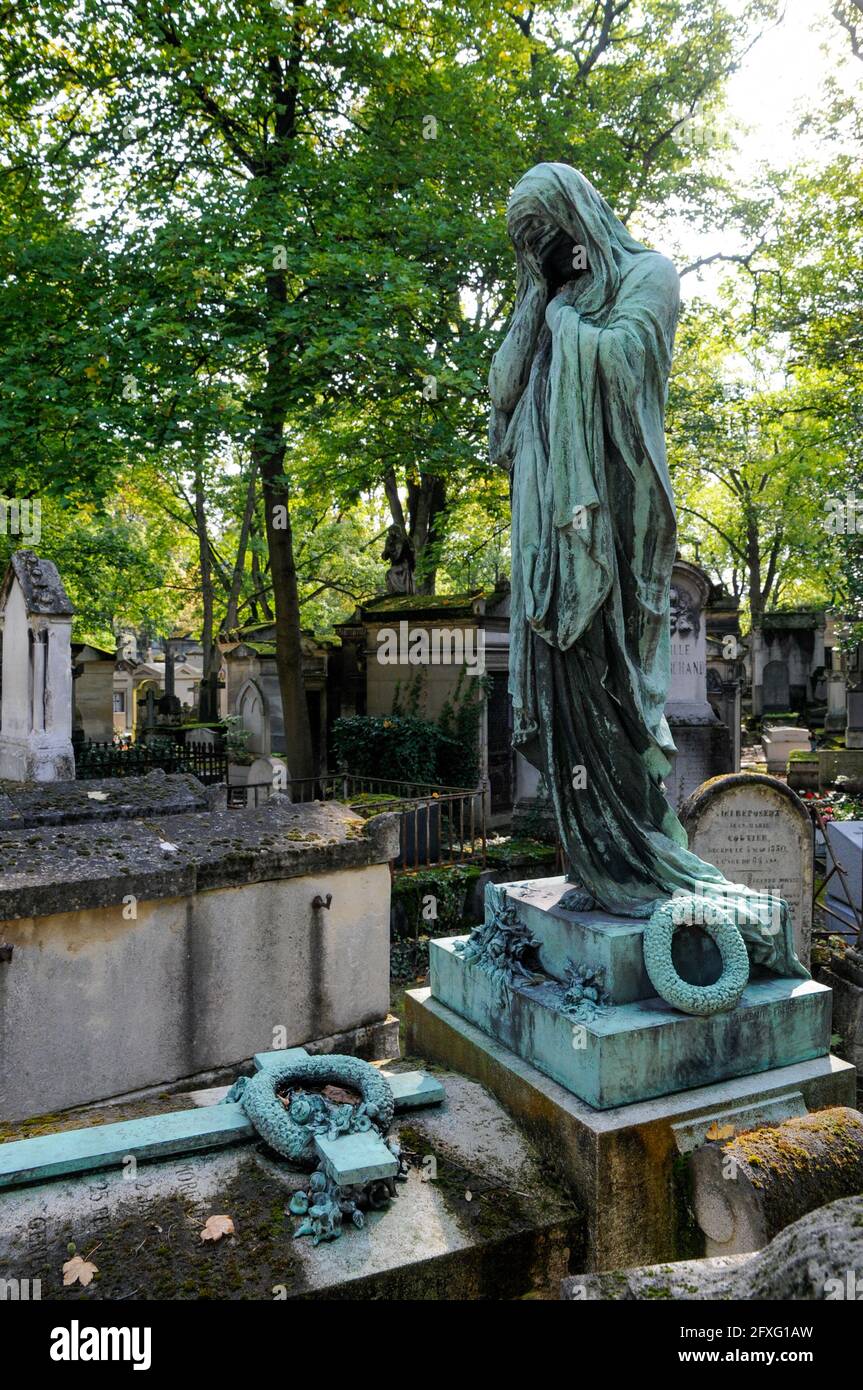 Paris, France, September 26, 2017 Pere Lachaise cemetery; none of the