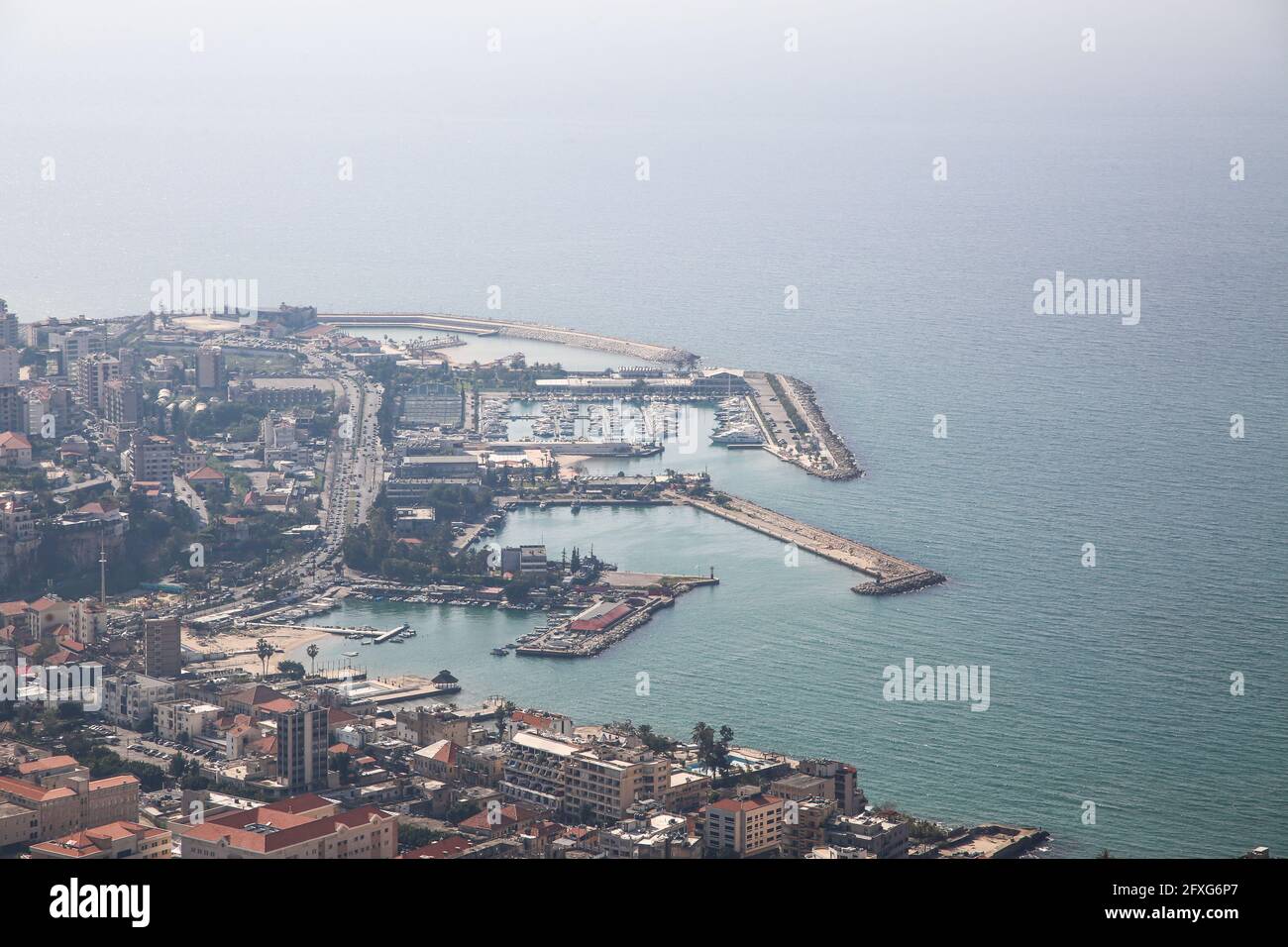 Aerial view for Jounieh Bay, lebanon Stock Photo