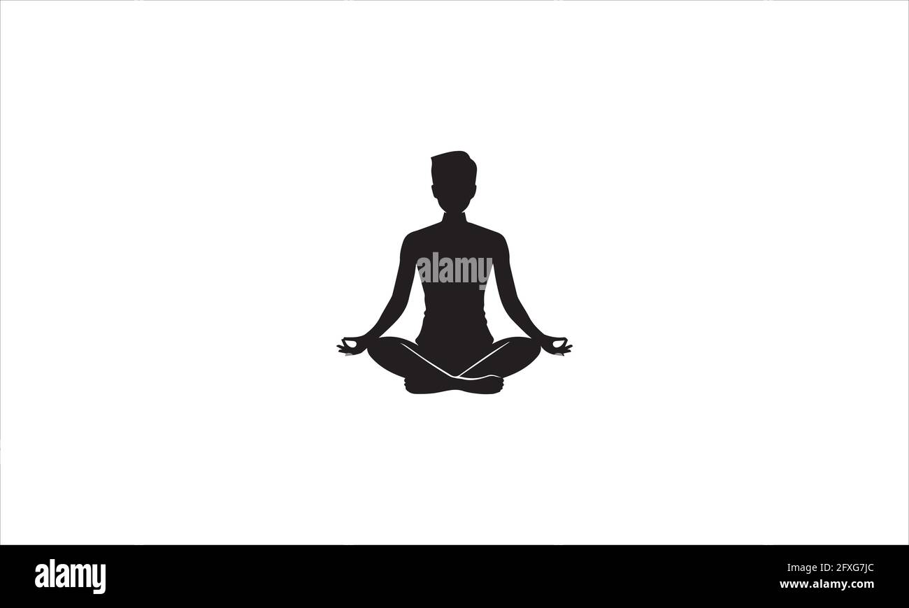 Yoga Meditation icon logo design in black color Stock Vector Image ...