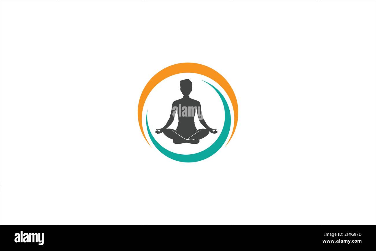 Meditation yoga icon in circle  Logo design illustration Stock Vector