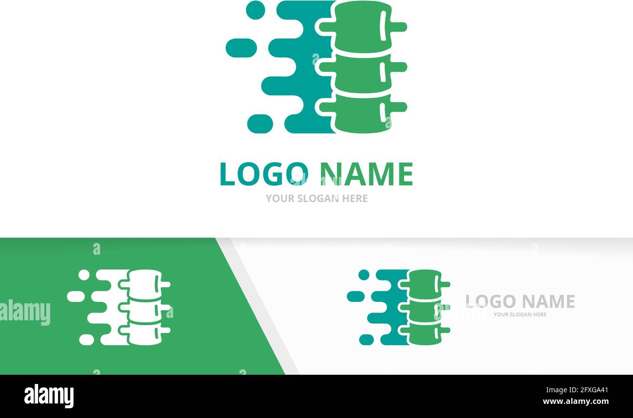 Vector fast spine logo combination. Speed vertebral column logotype design template. Stock Vector