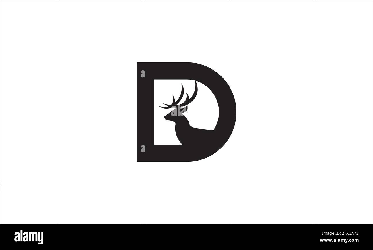 letter D for deer logo line art style simple minimalist deer icon