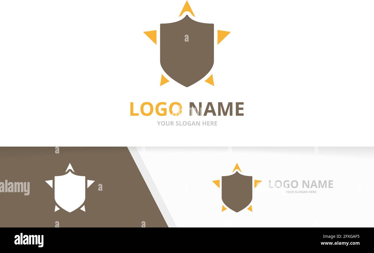 Vector shield and star logo combination. Security and leader logotype design template. Stock Vector