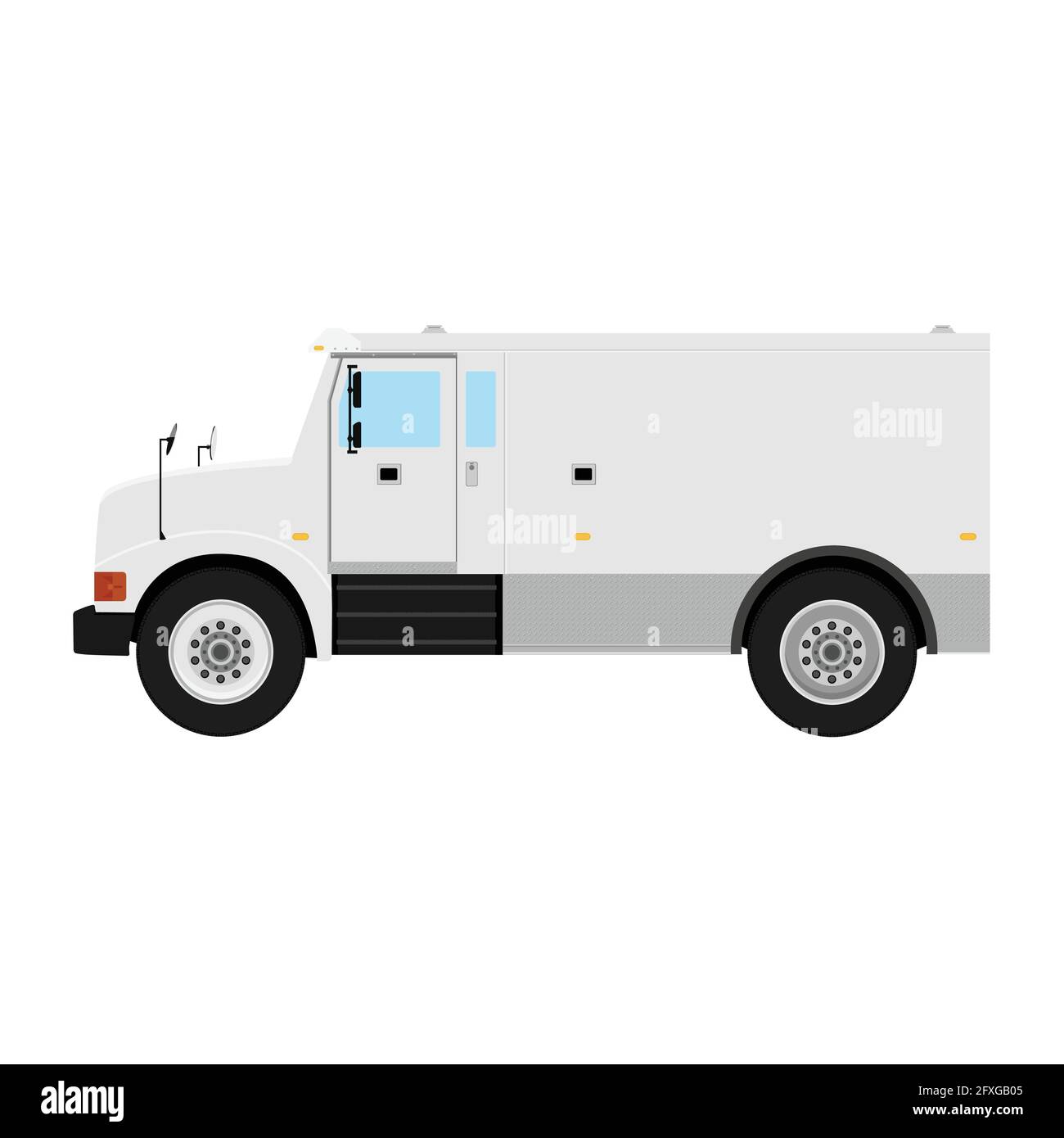 Armored truck side view. Utility security van vehicle. Vector isolated illustration. Stock Vector
