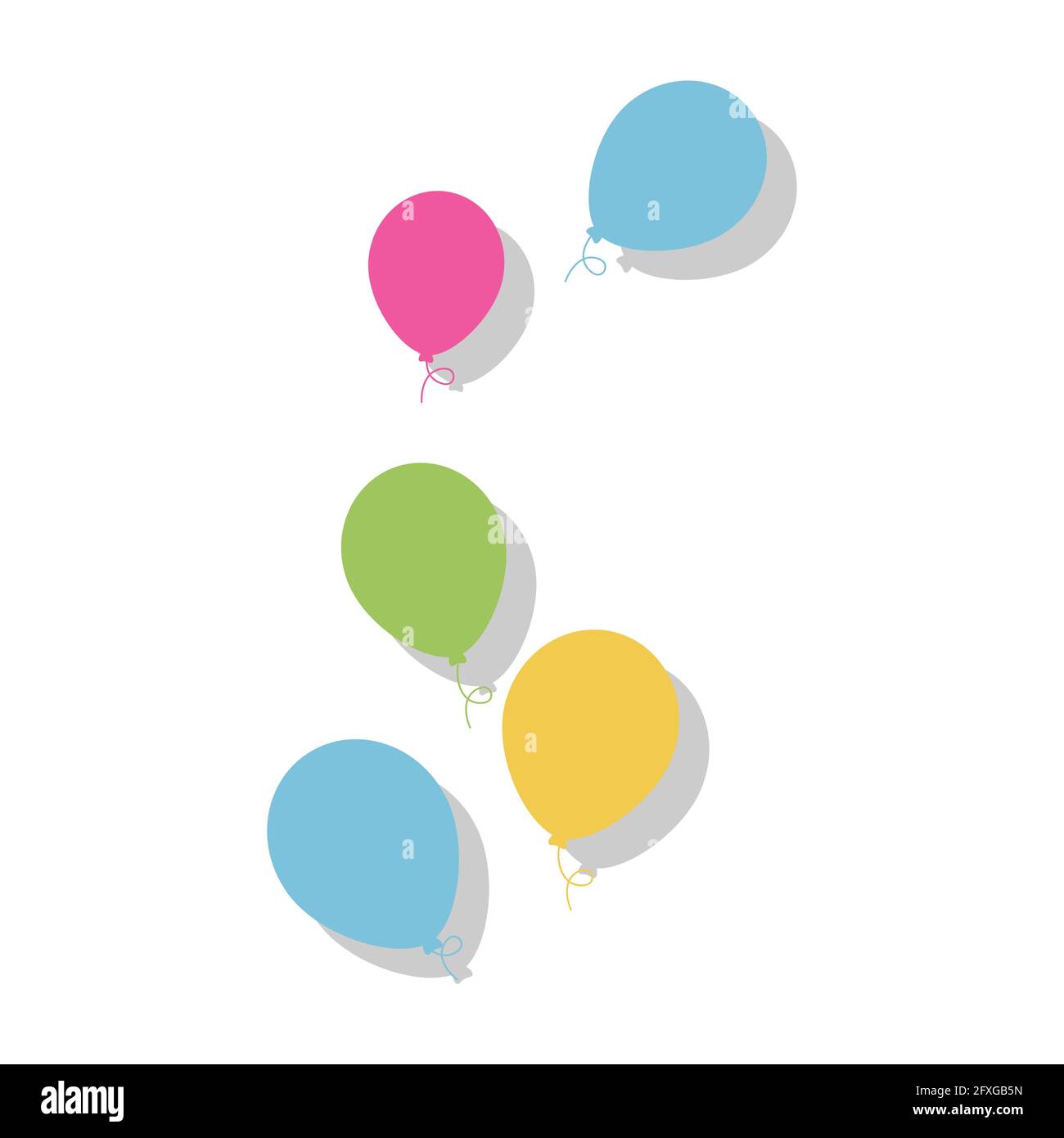 Flying balloons in cartoon flat style isolated on white background