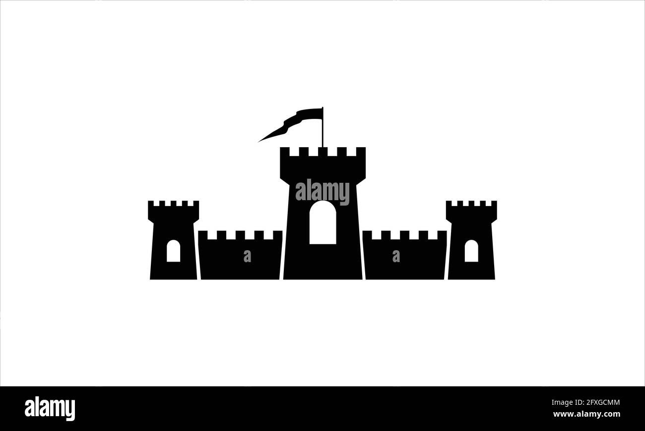Castle Tower icon logo design isolated on white background vector ...