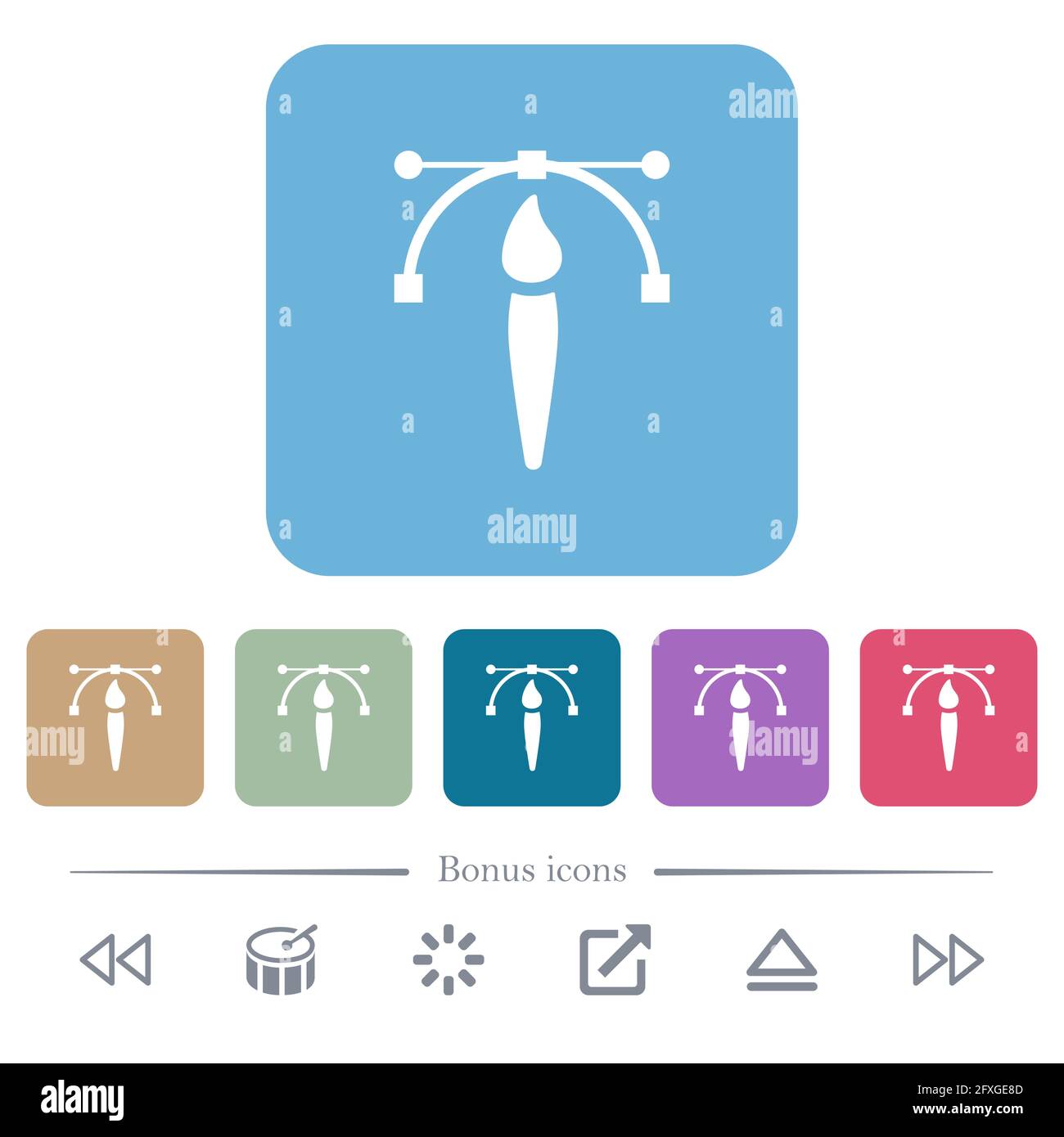Drawing vector curve with brush tool white flat icons on color rounded ...