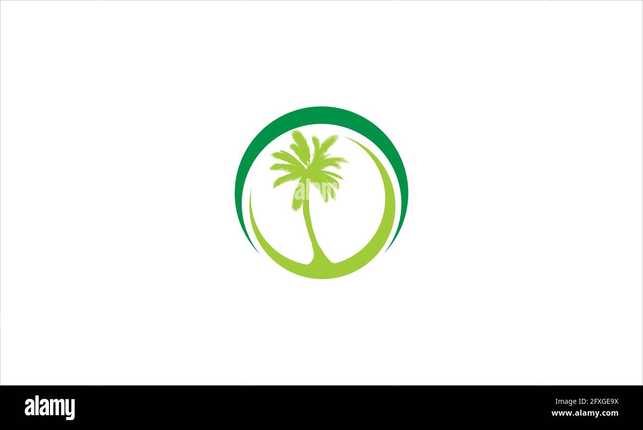 Coconut tree icon logo in flat design i inspiration vector template illustration Stock Vector