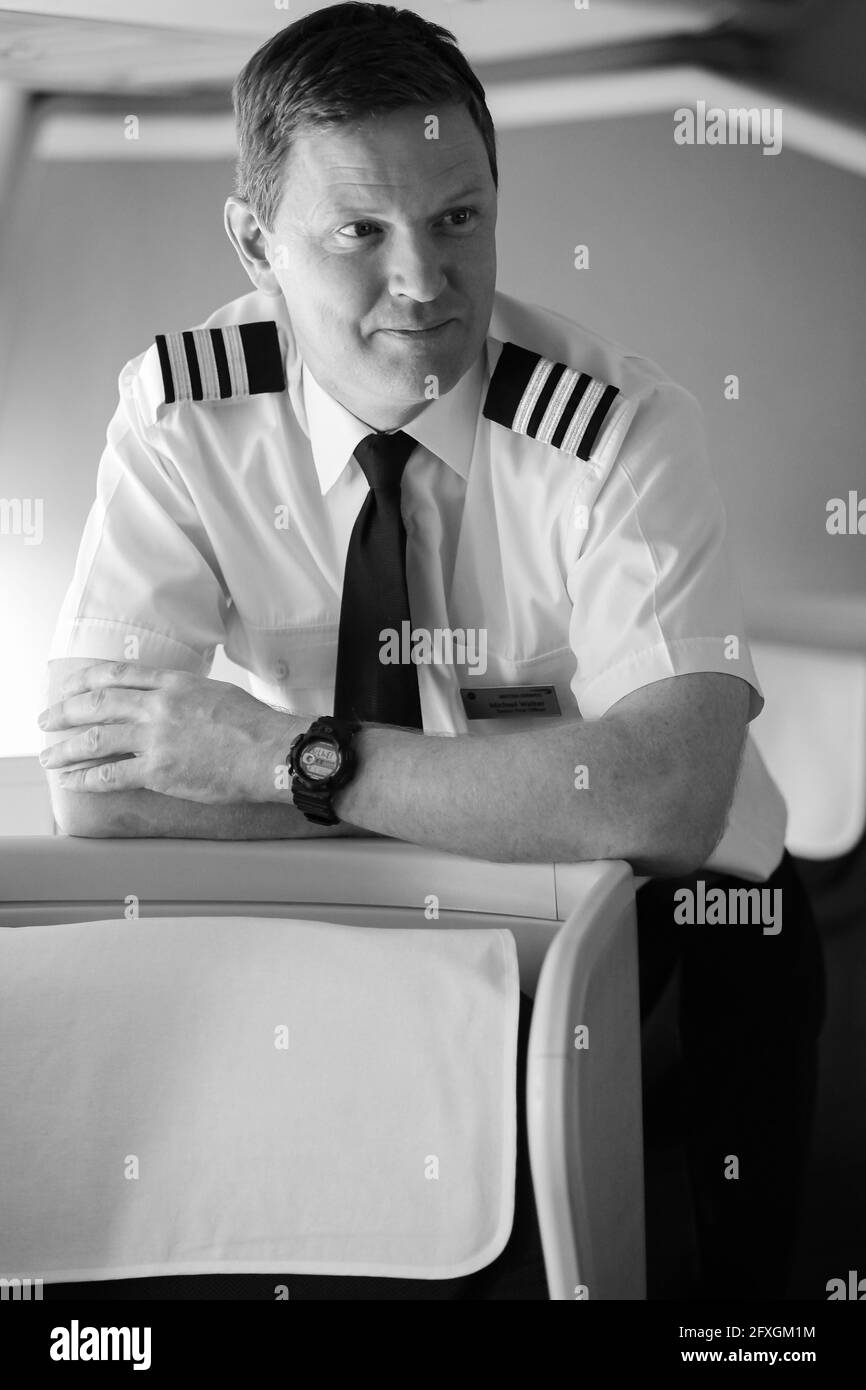 JOHANNESBURG, SOUTH AFRICA - Jan 06, 2021: Johannesburg, South Africa - May 08 2012: British Airways Middle Aged Caucasian Male Captain Pilot Stock Photo