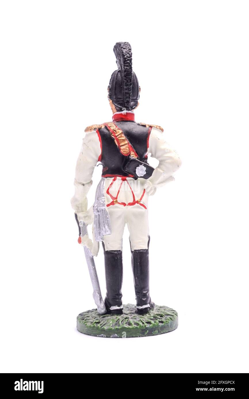 tin soldier Ober-officer of the Life Guards Regiment, 1812 Isolated on ...