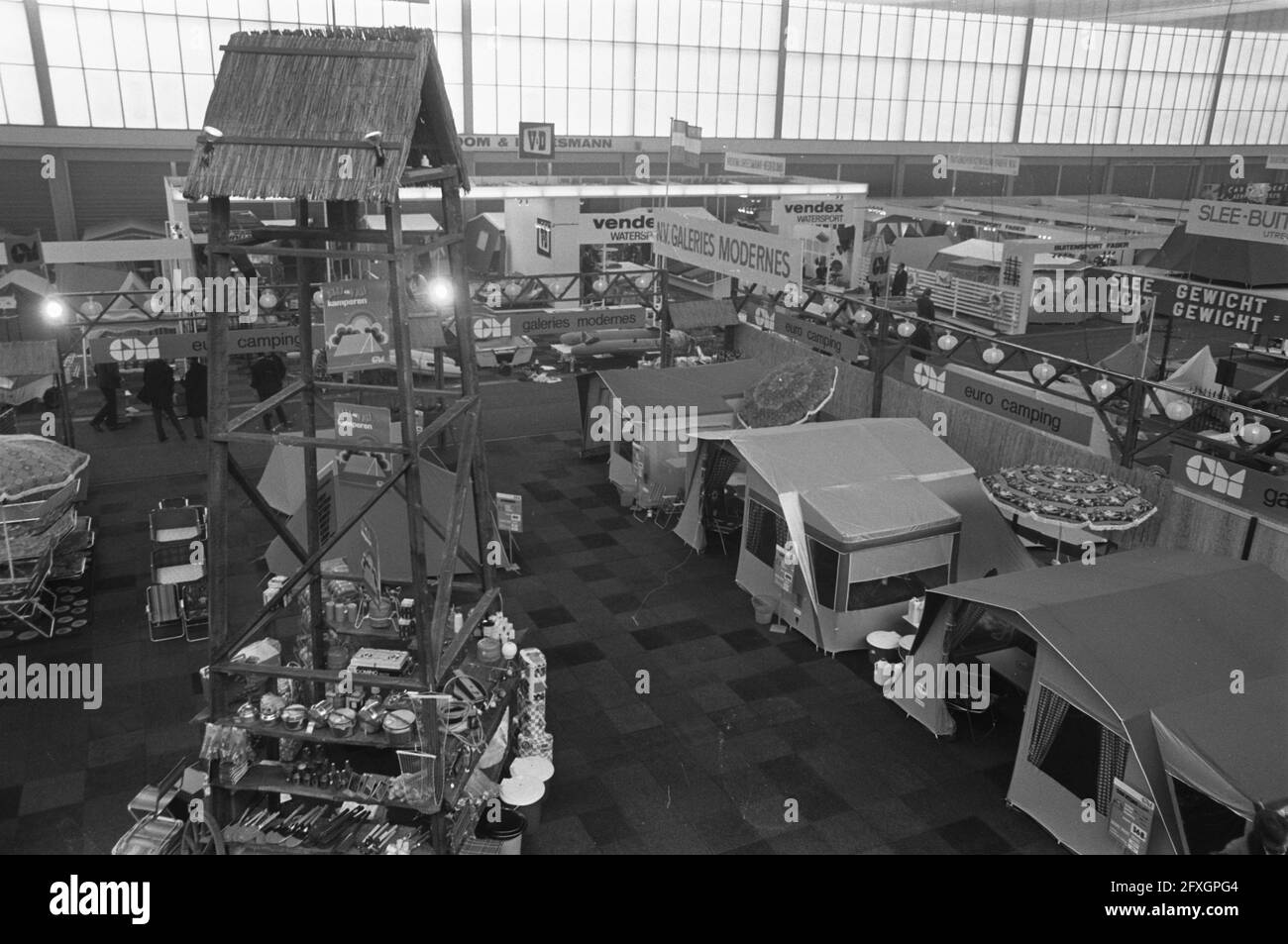 Fifteenth HISWA in RAI Amsterdam. Preparations. Overview tent exhibition, March 12, 1970, The Netherlands, 20th century press agency photo, news to remember, documentary, historic photography 1945-1990, visual stories, human history of the Twentieth Century, capturing moments in time Stock Photo