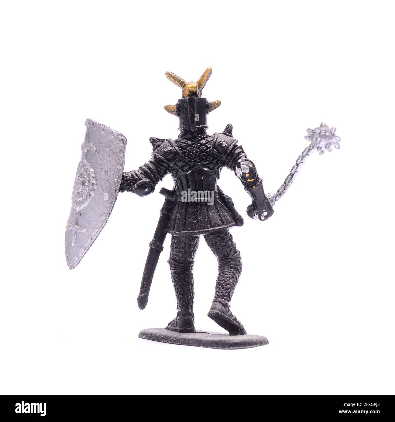 figurine a medieval knight with mace isolated on white Stock Photo Alamy