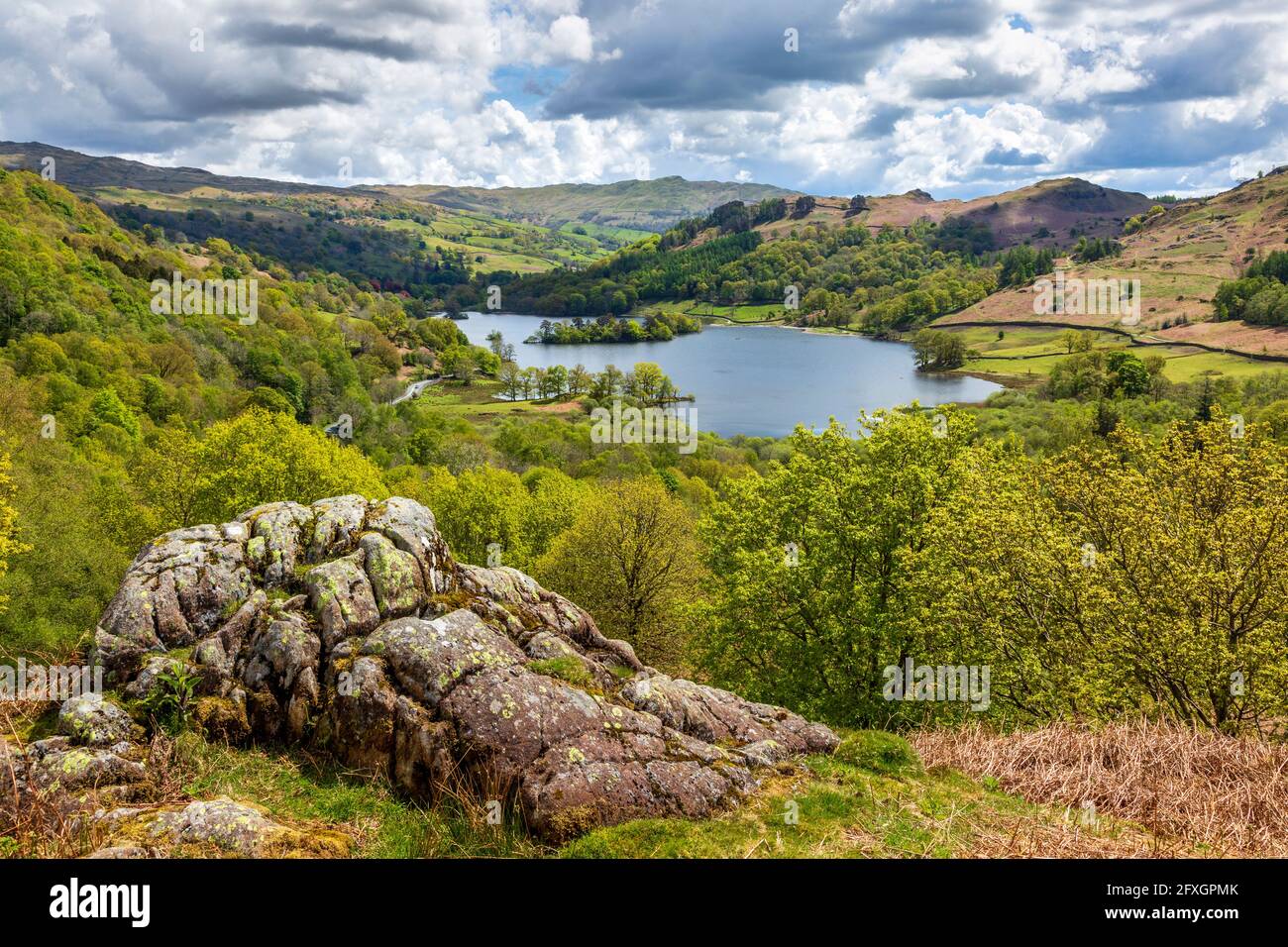 Rydal Water from White Moss Common in the Lake District, England Stock Photo