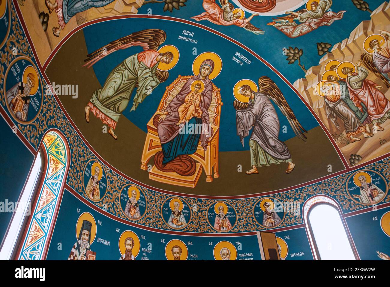 Biserica - Orthodox Church - Sacele, Constanta, Romania, splendid frescoes,  apse Stock Photo - Alamy