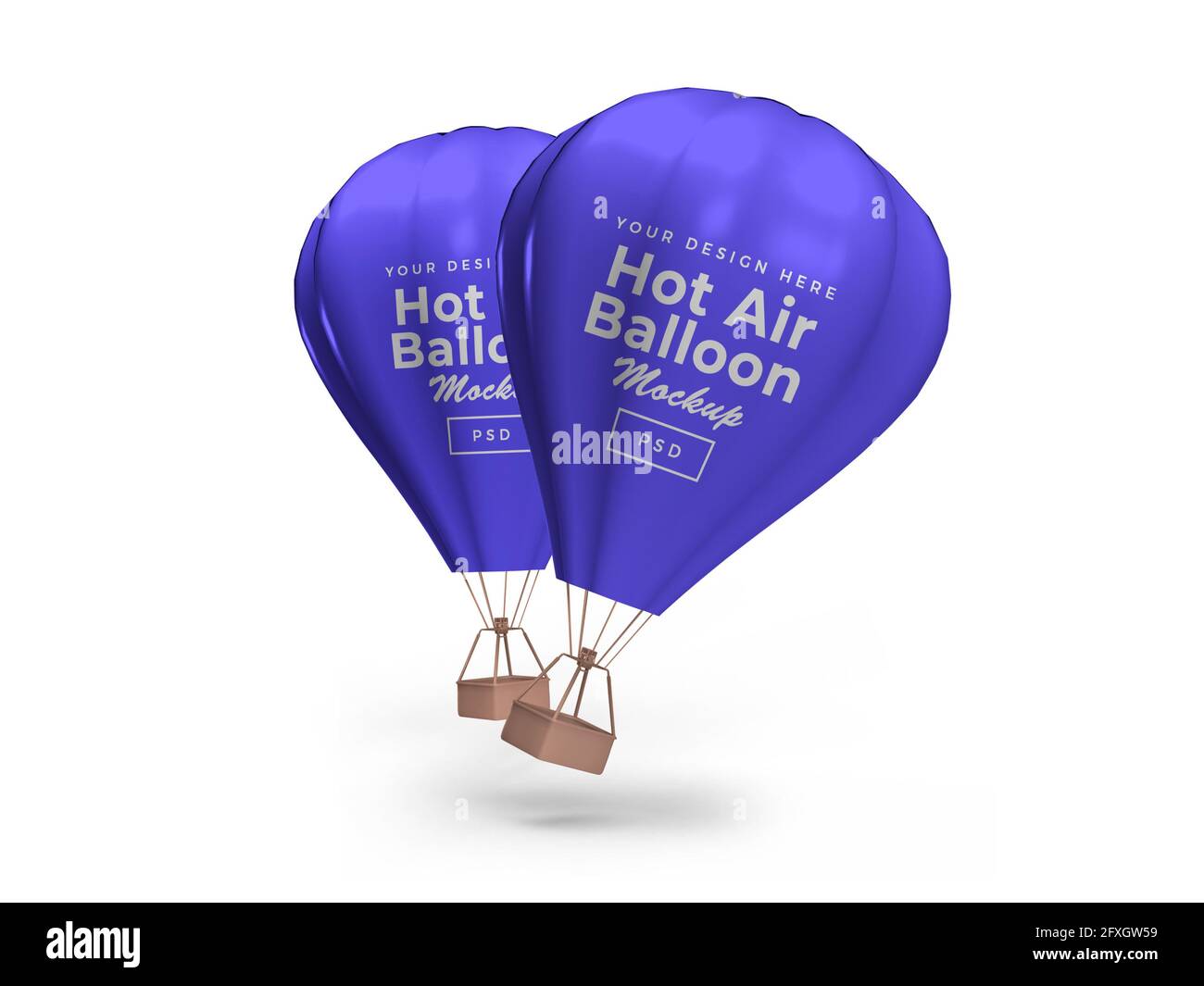 Hot Air Balloon 3D Illustration Mockup Scene on Isolated Background