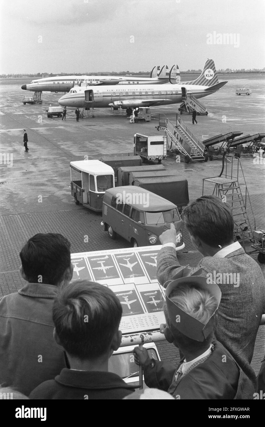 Aircraft recognition at Schiphol, July 13, 1961, The Netherlands, 20th century press agency photo, news to remember, documentary, historic photography 1945-1990, visual stories, human history of the Twentieth Century, capturing moments in time Stock Photo