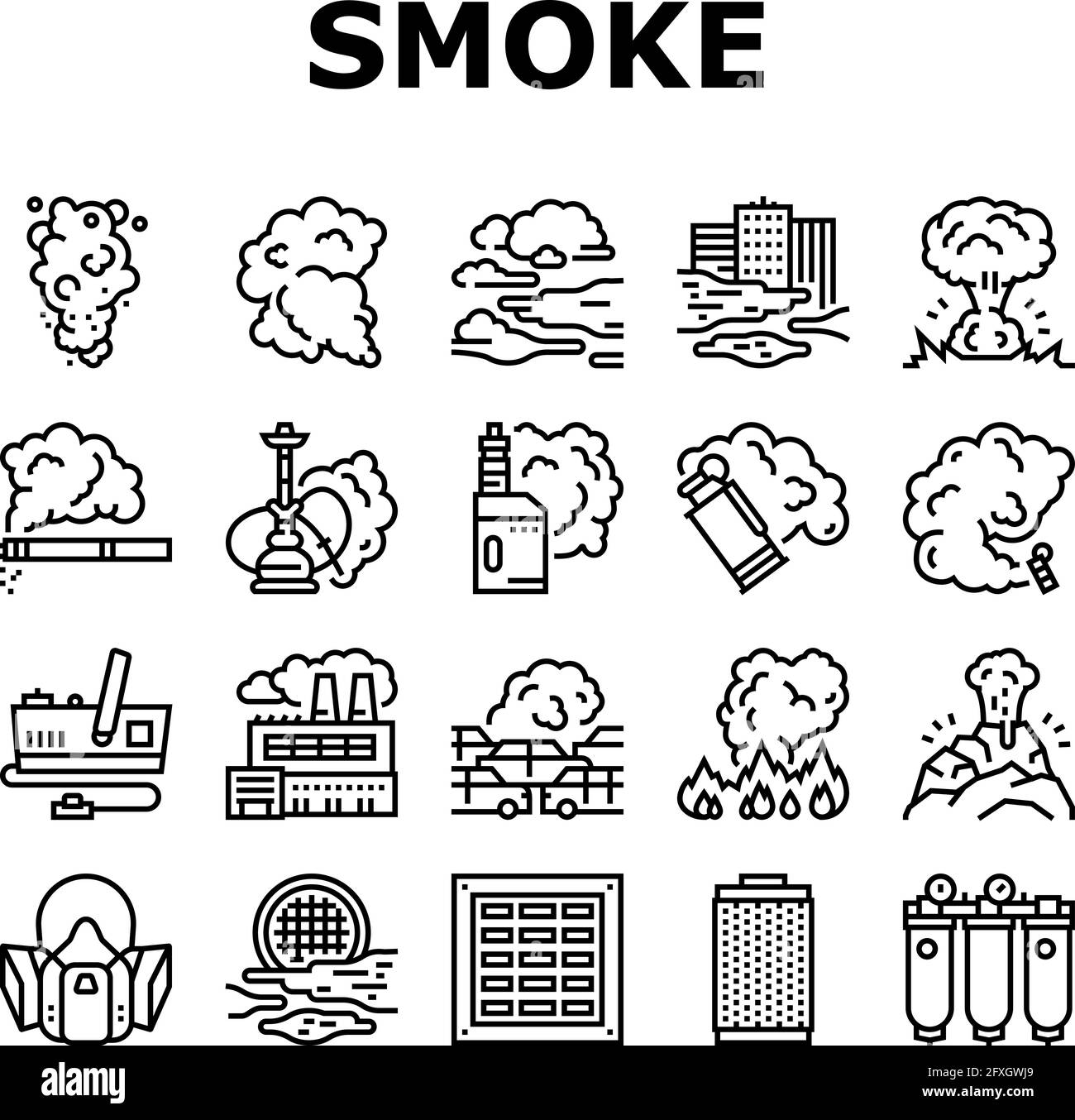 Smoke And Fog Steam Collection Icons Set Vector Stock Vector Image ...