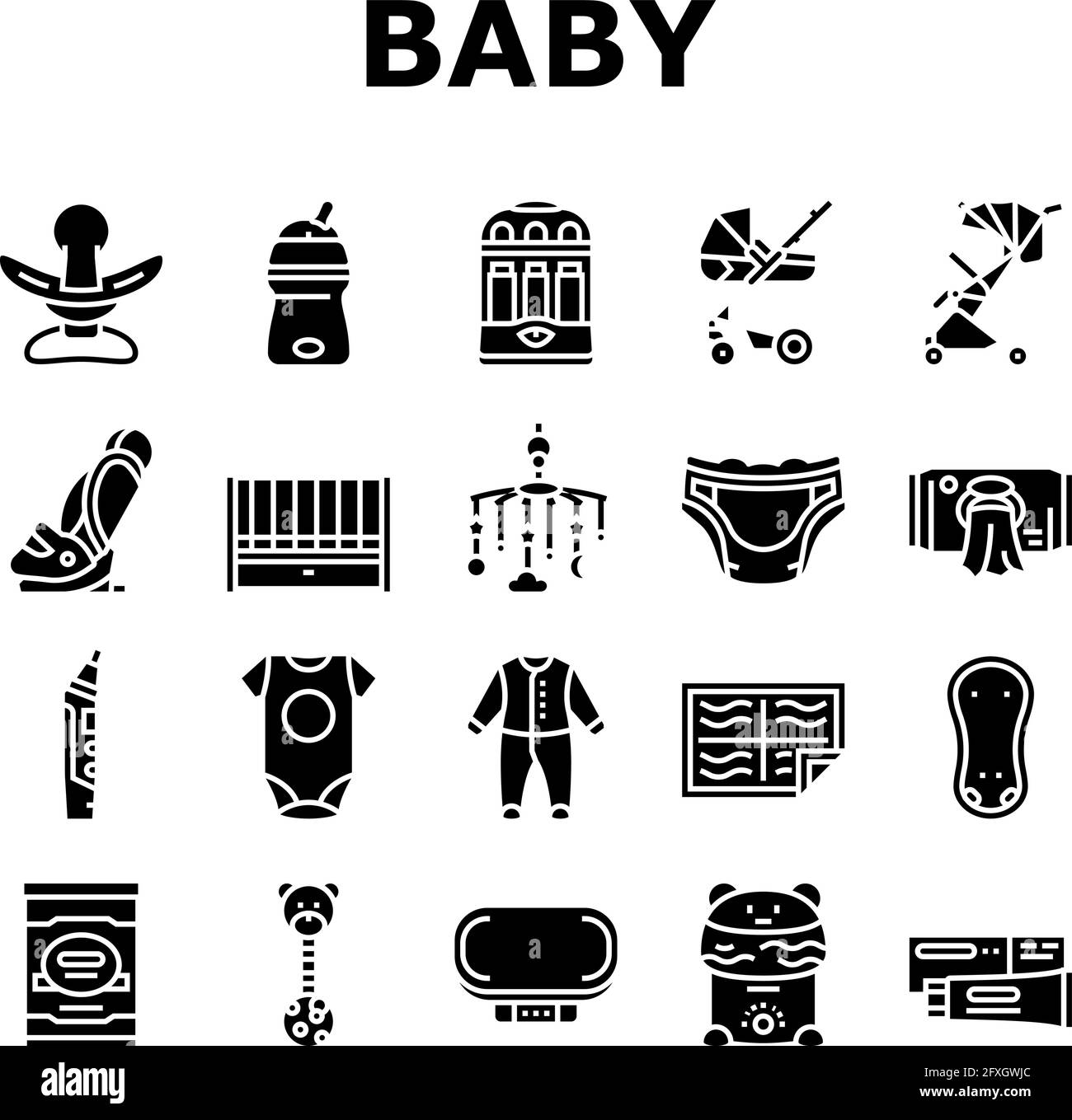 Baby Shop Selling Tool Collection Icons Set Vector Stock Vector Image