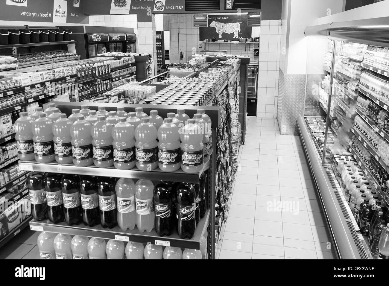Supermarket shelves africa Black and White Stock Photos & Images Alamy
