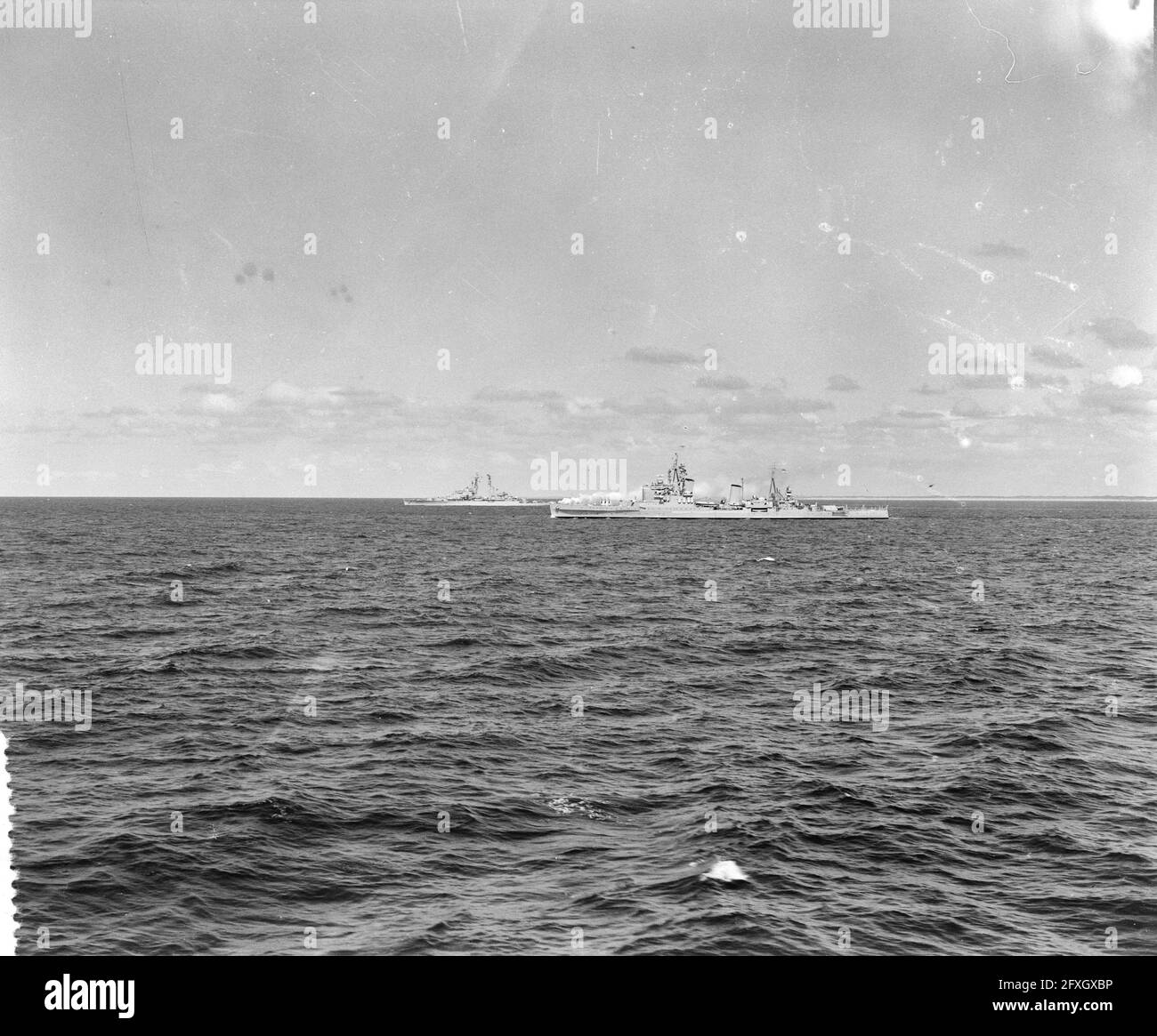 Fleet exercise in the North Sea (aboard De Ruyter ), June 15, 1956, Fleet exercises, The Netherlands, 20th century press agency photo, news to remember, documentary, historic photography 1945-1990, visual stories, human history of the Twentieth Century, capturing moments in time Stock Photo