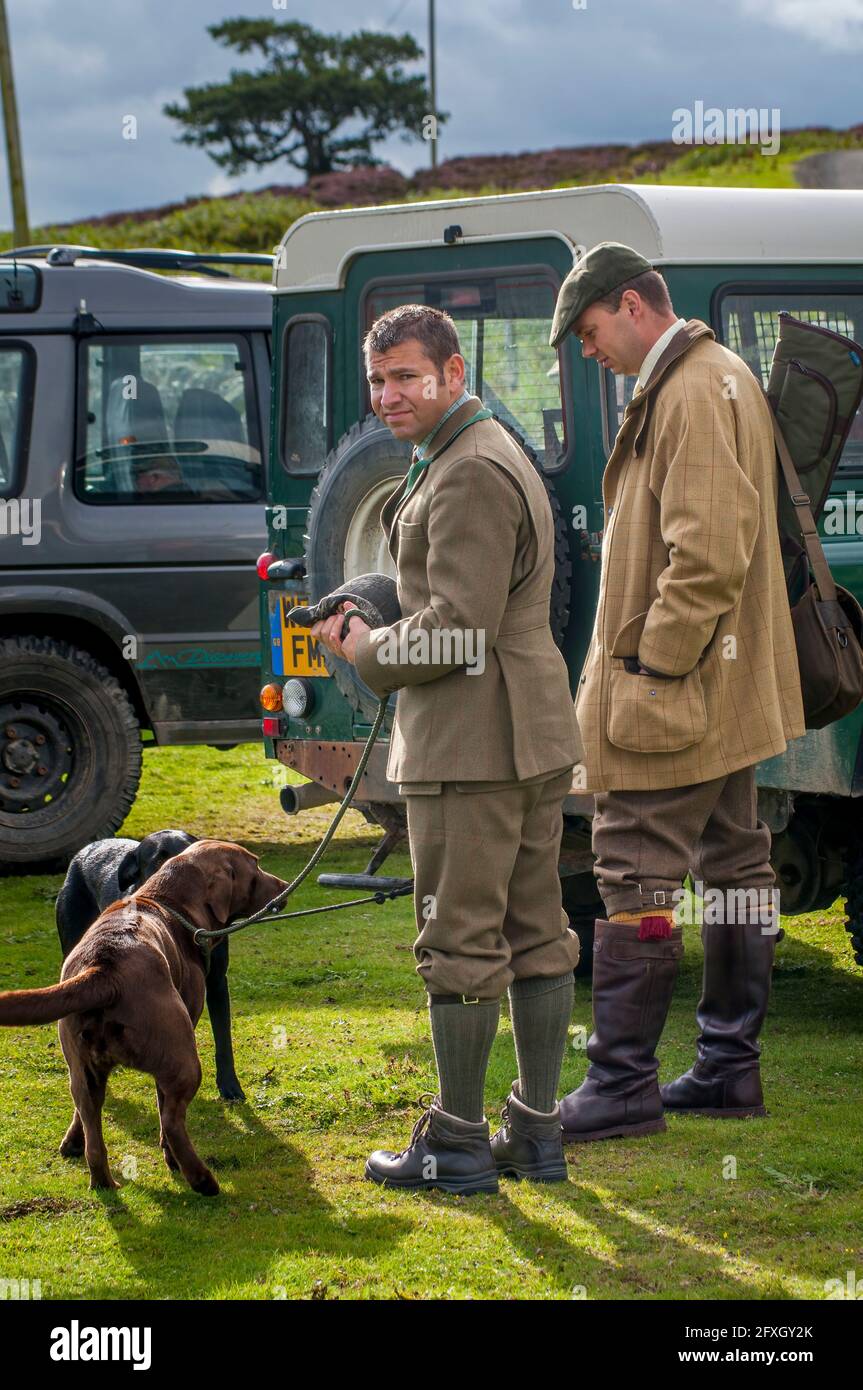 North Yorkshire, England UK - Wait for the day to start on a grouse moor during a driven grouse shoot with dogs Stock Photo