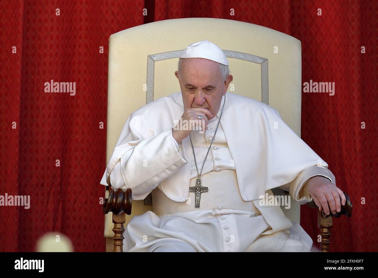 Pope Francis during the General audience in the Saint Damaso courtyard. Vatican  City,May 12, 2021 Stock Photo - Alamy