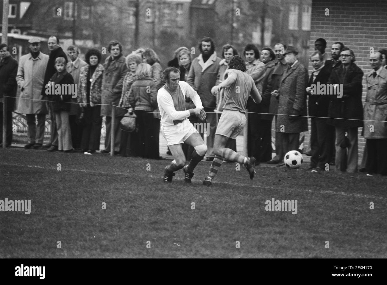 Soccer match Volewijckers against Rosveld, babies, January 1, 1975, sports, soccer, The Netherlands, 20th century press agency photo, news to remember, documentary, historic photography 1945-1990, visual stories, human history of the Twentieth Century, capturing moments in time Stock Photo