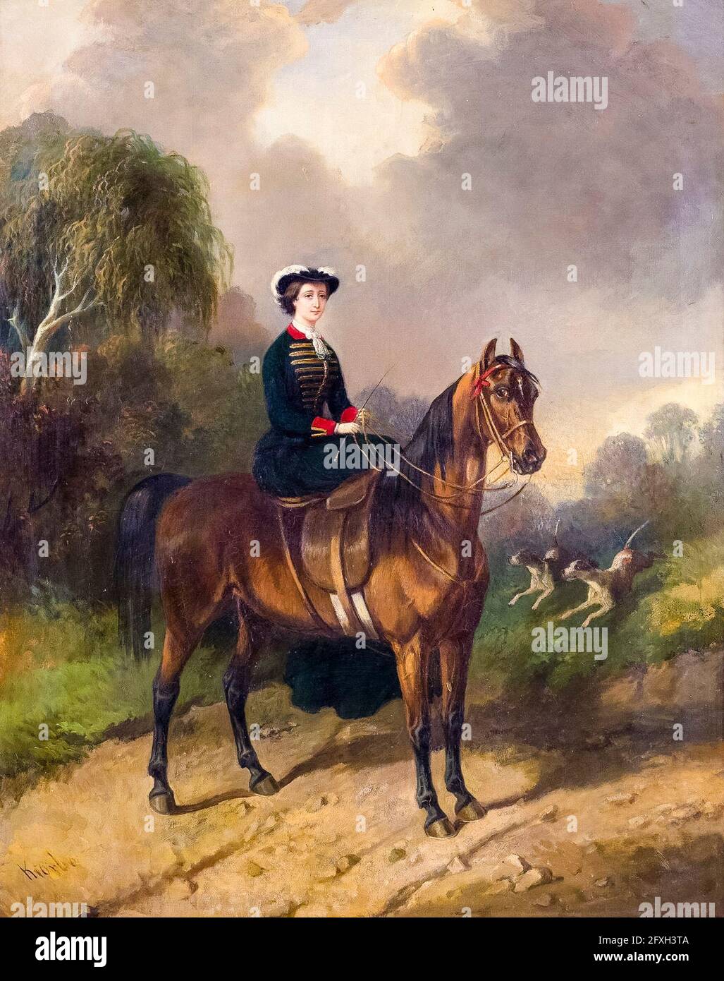 Empress Eugénie de Montijo (1826-1920), Empress Consort of France  (1853-1870), on horseback, equestrian portrait by Carl Friederich Kiørboe,  1854 Stock Photo - Alamy