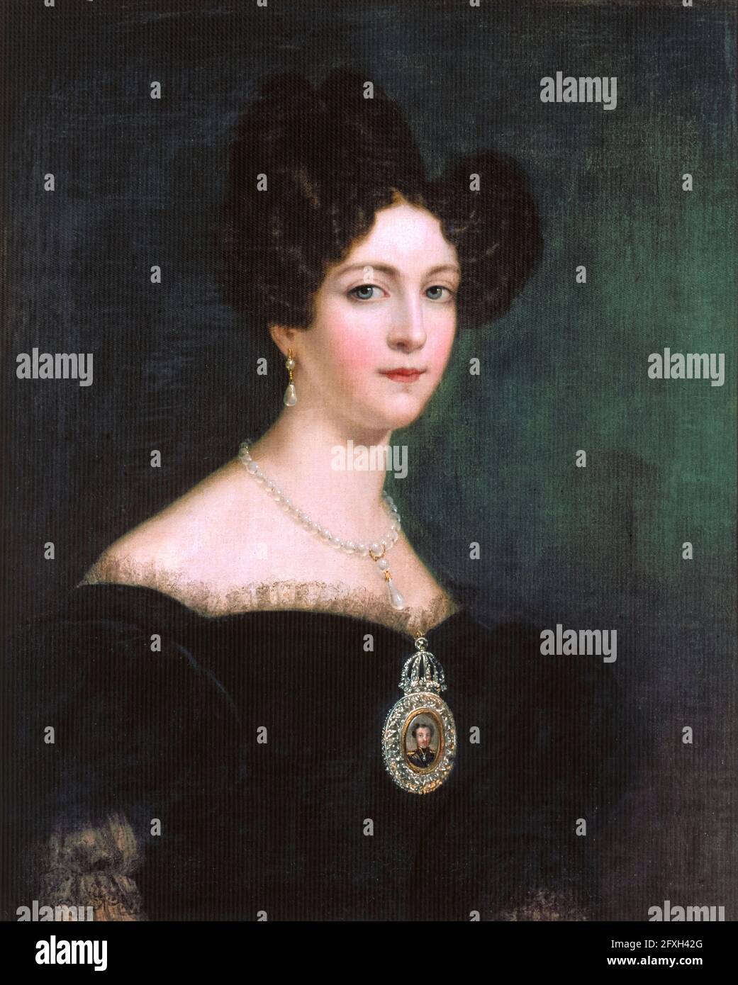 Amélie of Leuchtenberg (1812-1873), Empress consort of Brazil (1829-1831), portrait painting, 1830-1839 Stock Photo