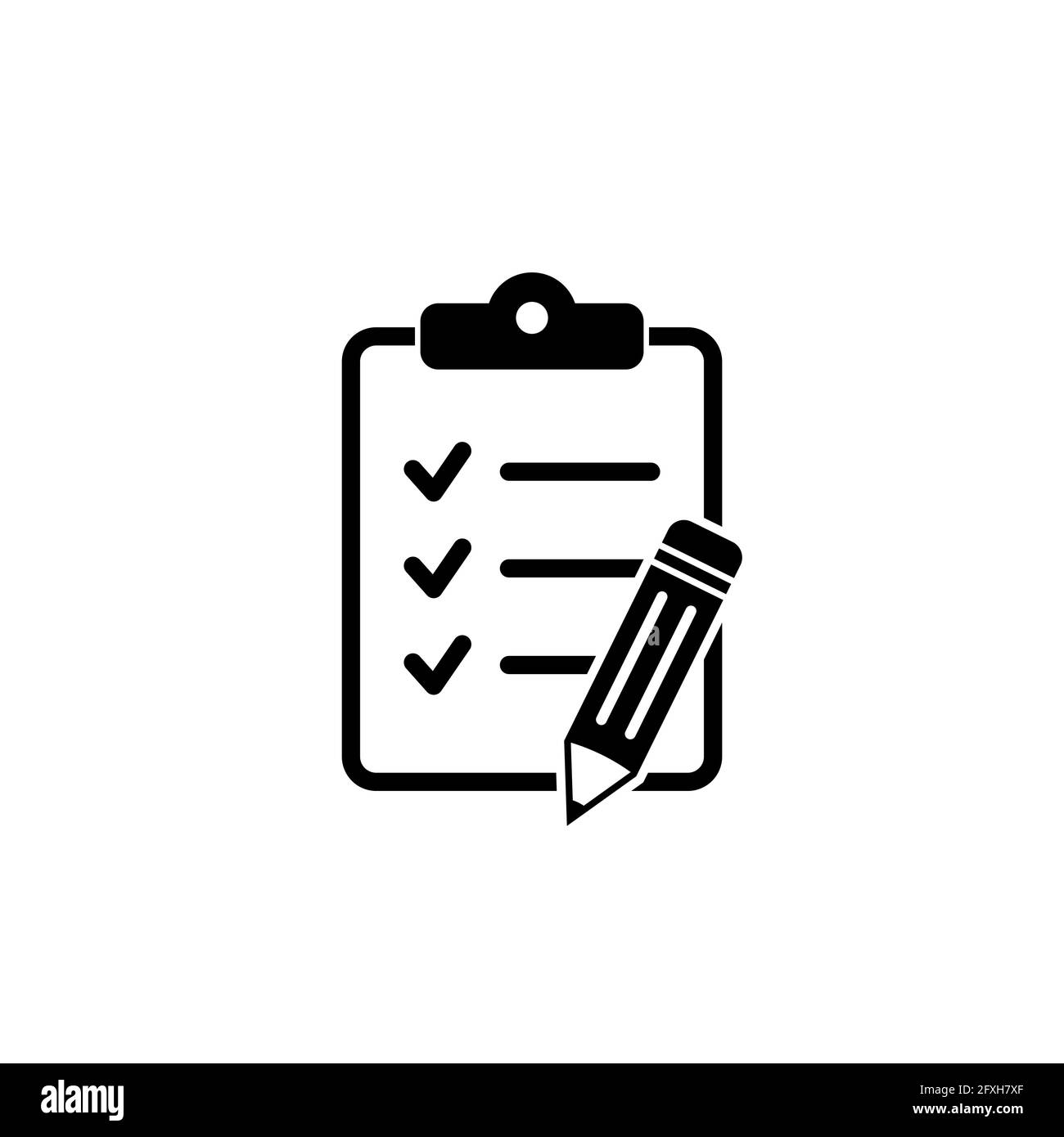 Clipboard pencil, Checklist pencil vector icon. Black illustration ...