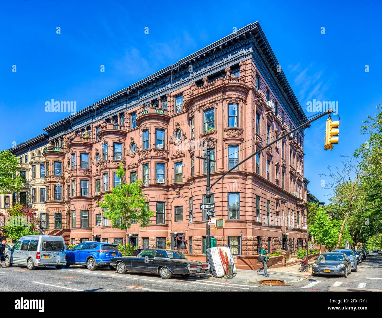 10294 Prospect Park West, brownstone town houses built in 1899 Stock