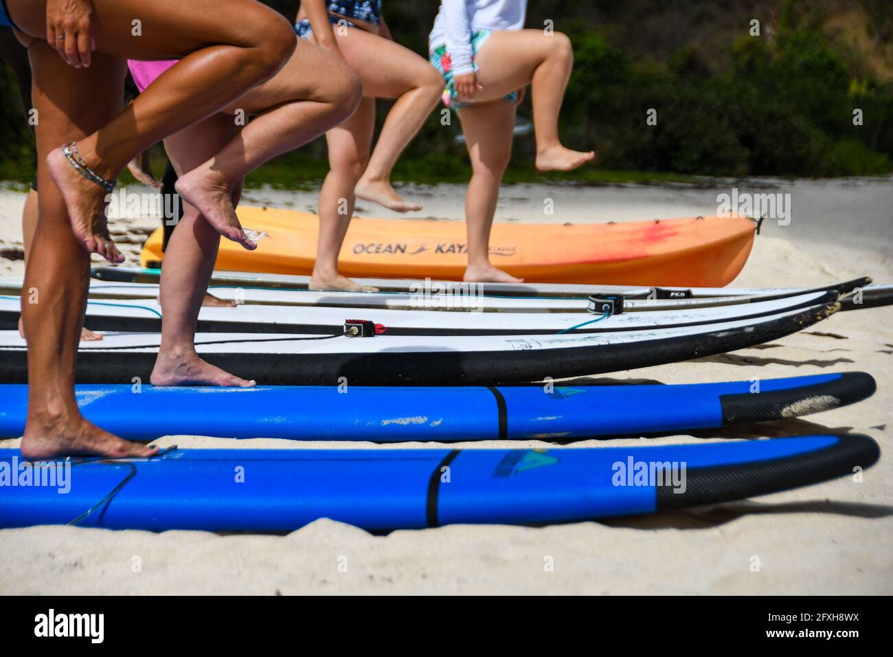 Yoga and surf retreat Stock Photo