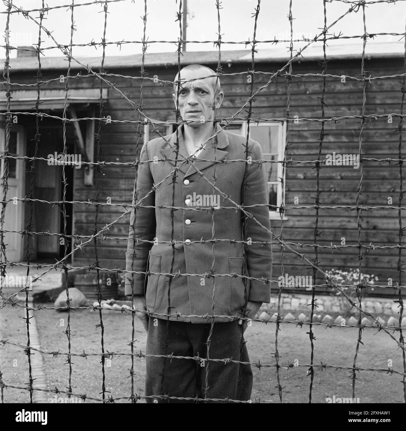 Former SS camp guard B.J. Westerveld, 1945, guards, internment camps, war crimes, second world war, The Netherlands, 20th century press agency photo, news to remember, documentary, historic photography 1945-1990, visual stories, human history of the Twentieth Century, capturing moments in time Stock Photo