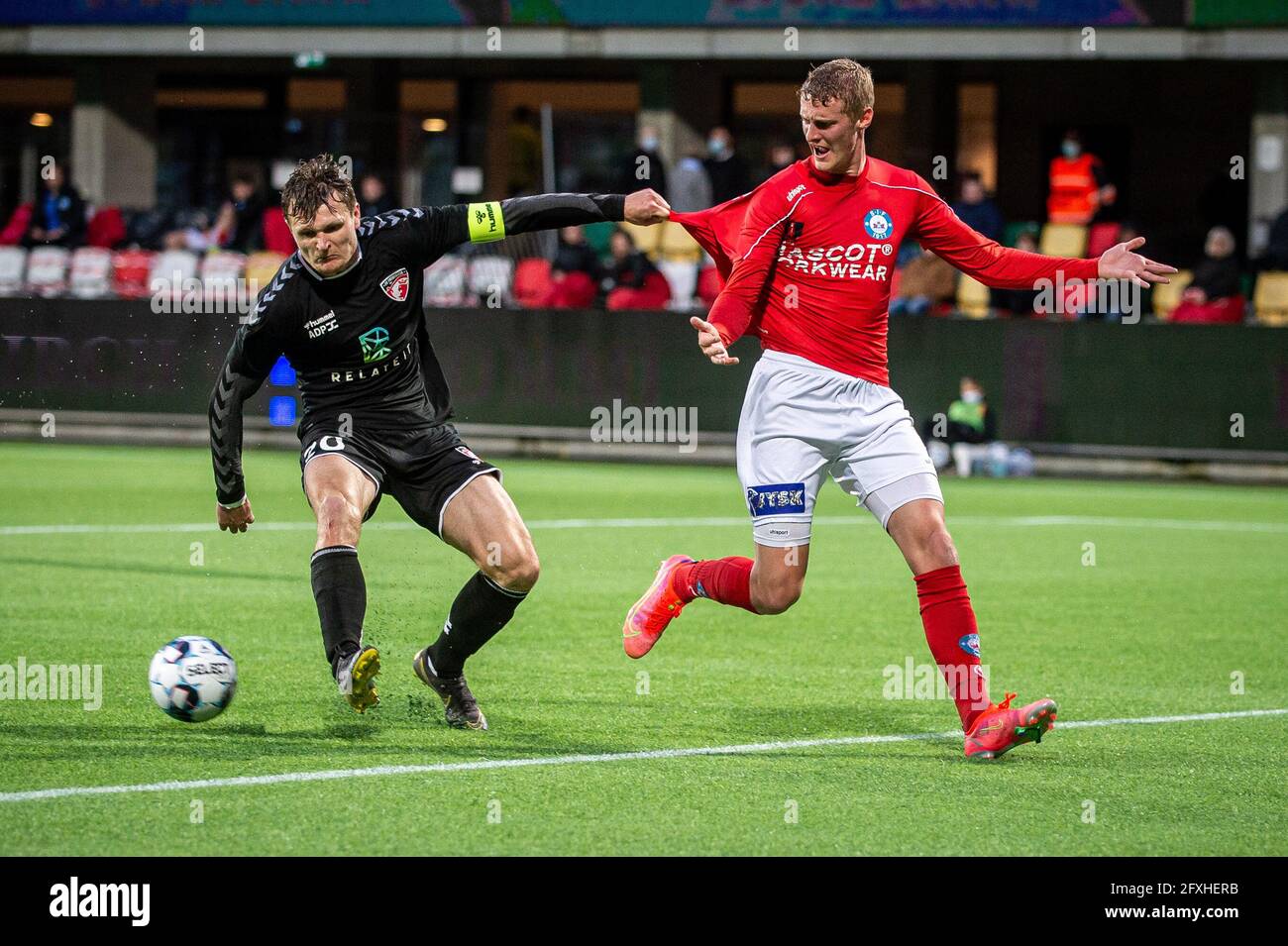 Silkeborg, Denmark. 26th May, 2021. Emil Holten (11) of Silkeborg IF and  Christian Ege Nielsen (20) of FC Fredericia seen during the NordicBet Liga  match between Silkeborg IF and FC Fredericia at
