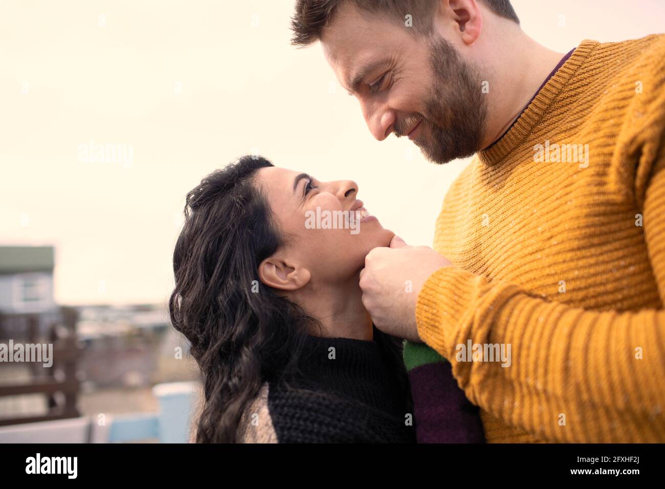 Happy affectionate couple face to face Stock Photo