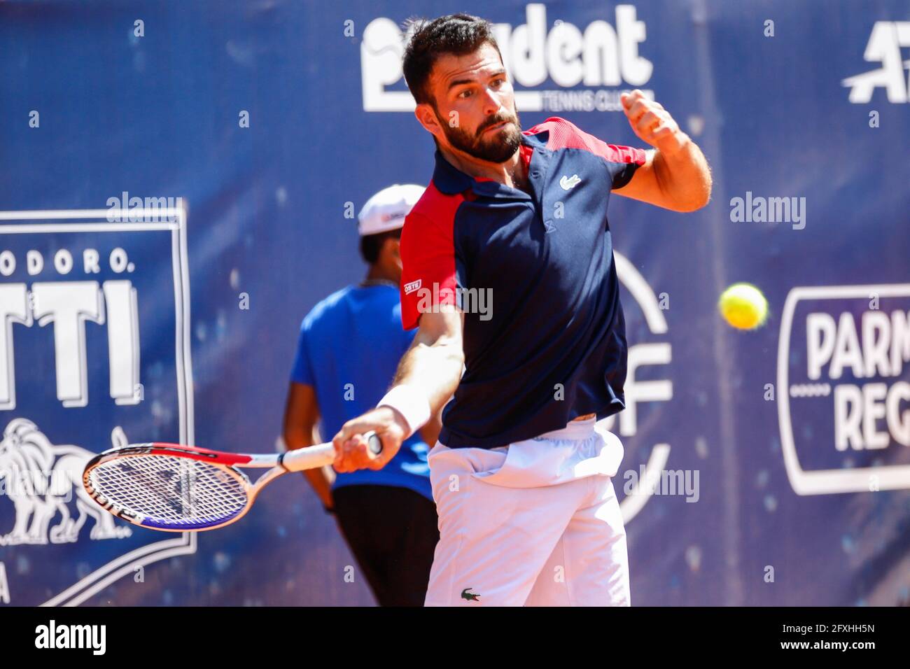 Parma, Italy. 27th May, 2021. Romain Arneodo during double tennis match ATP  250 during ATP 250