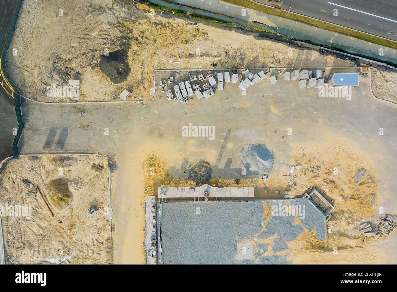 Panorama aerial view on foundation pitt he construction site of ...