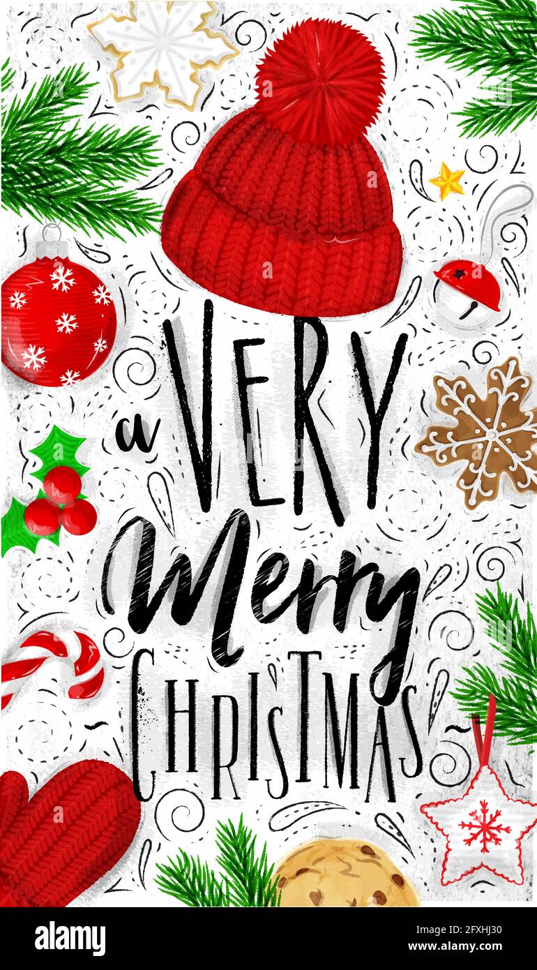 Merry Christmas Happy New Year Sketch Style Stock Illustration -  Illustration of holidays, black: 103988608