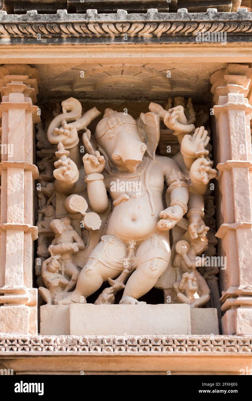 Lord Ganesha sculpture of Vishvanatha Temple, dedicated to Lord Shiva, Western Temples of Khajuraho, Madhya Pradesh, India - UNESCO world heritage sit Stock Photo