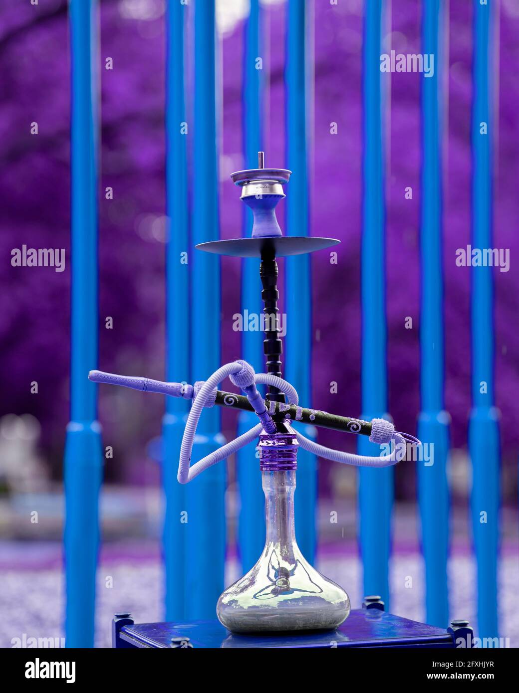 The head of a hookah, water pipe or shisha with glowing coal in the ...