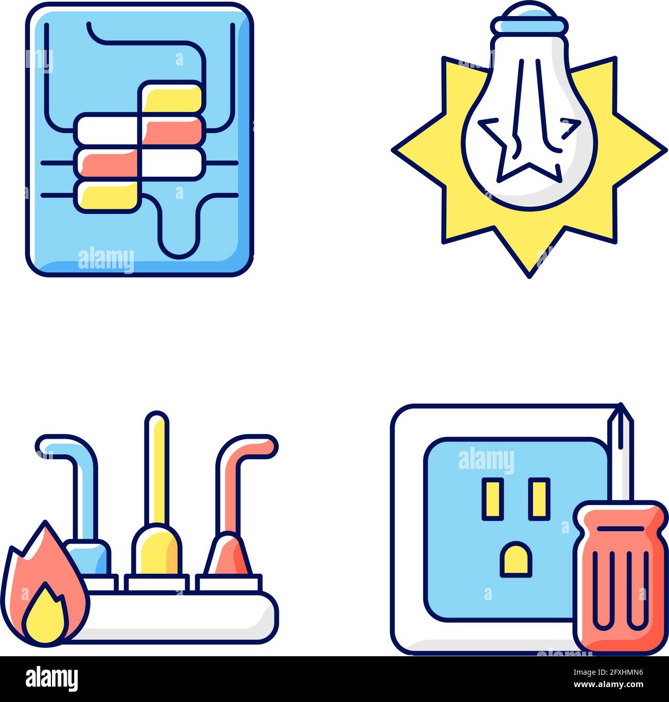 Electrician service RGB color icons set Stock Vector Image & Art - Alamy