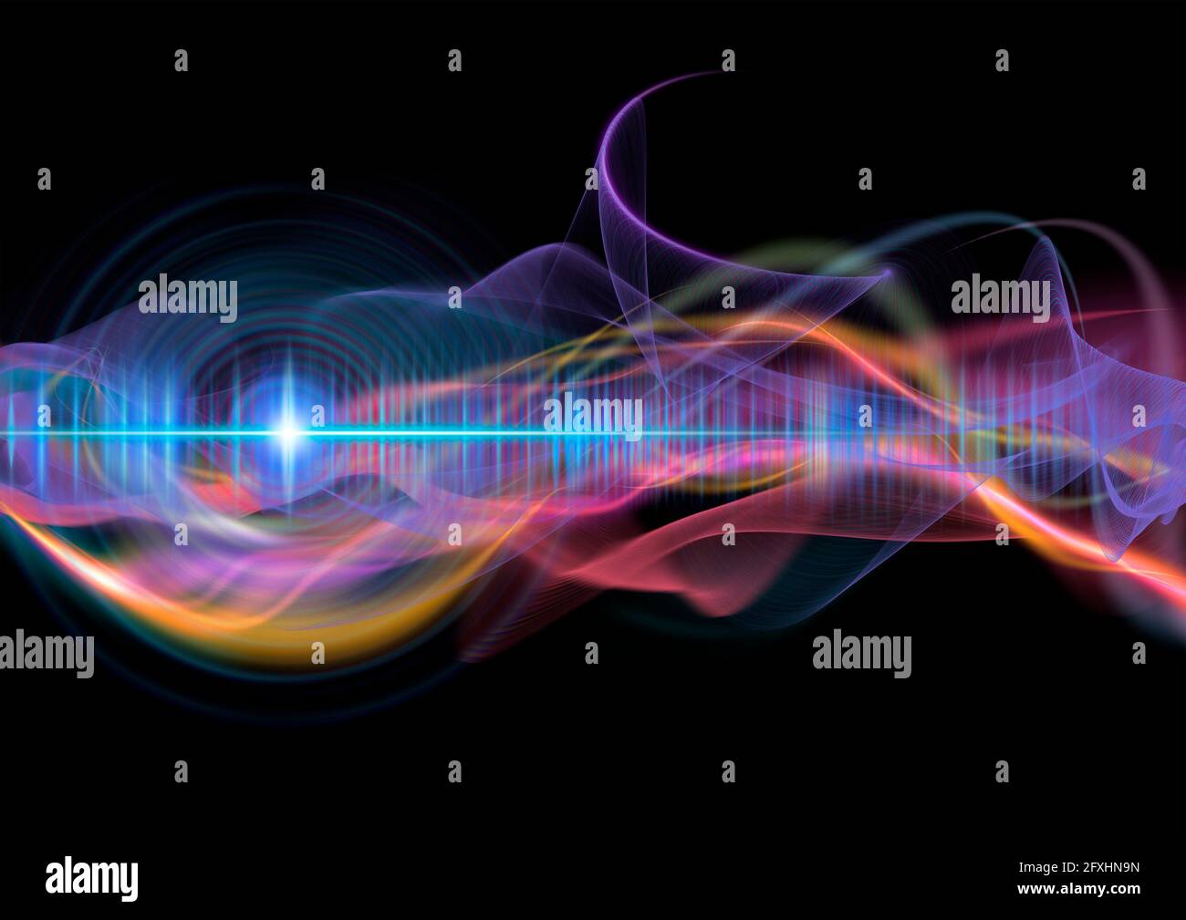 Abstract multicolor wave pattern on black background Stock Photo