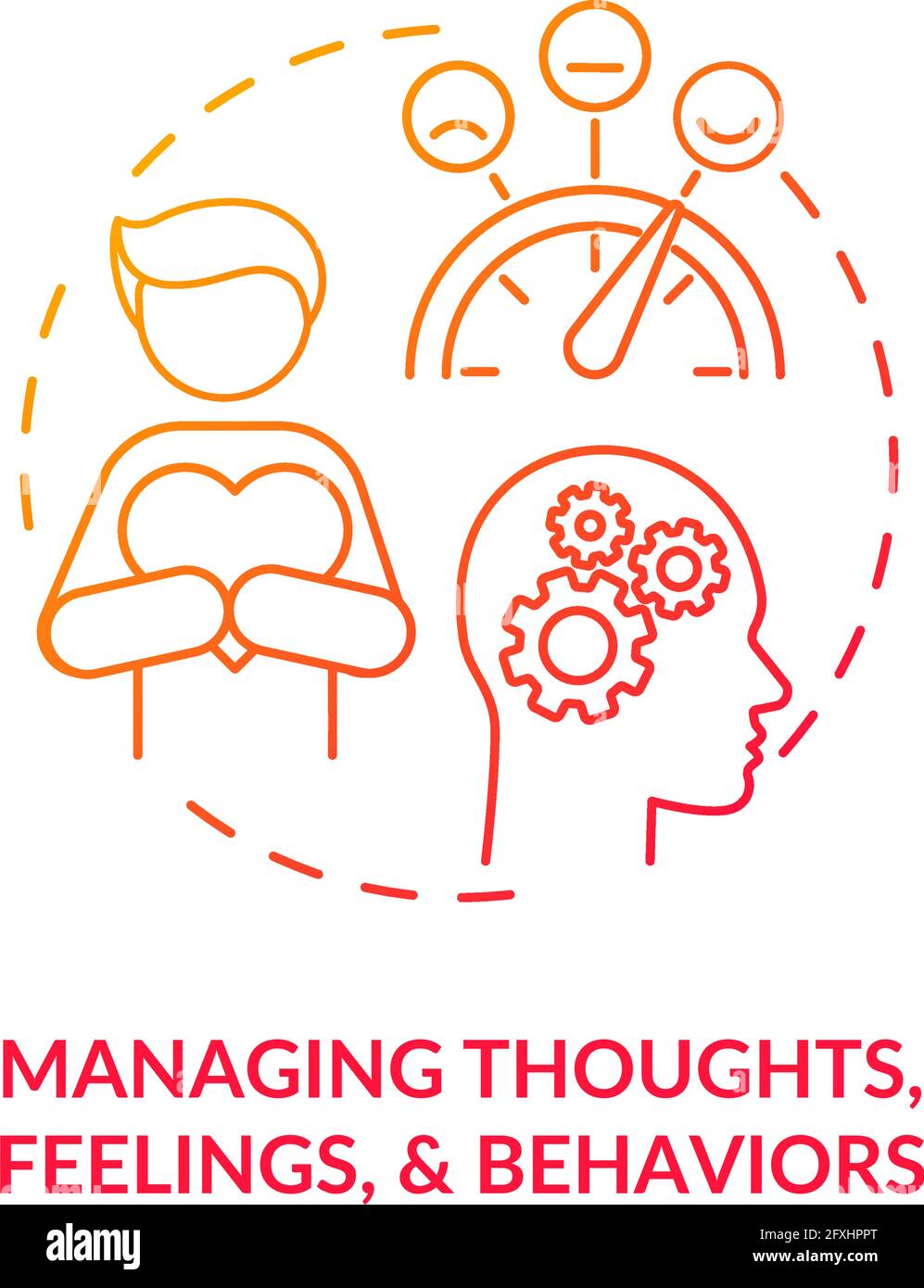 Managing thoughts, feelings and behaviors concept icon Stock Vector