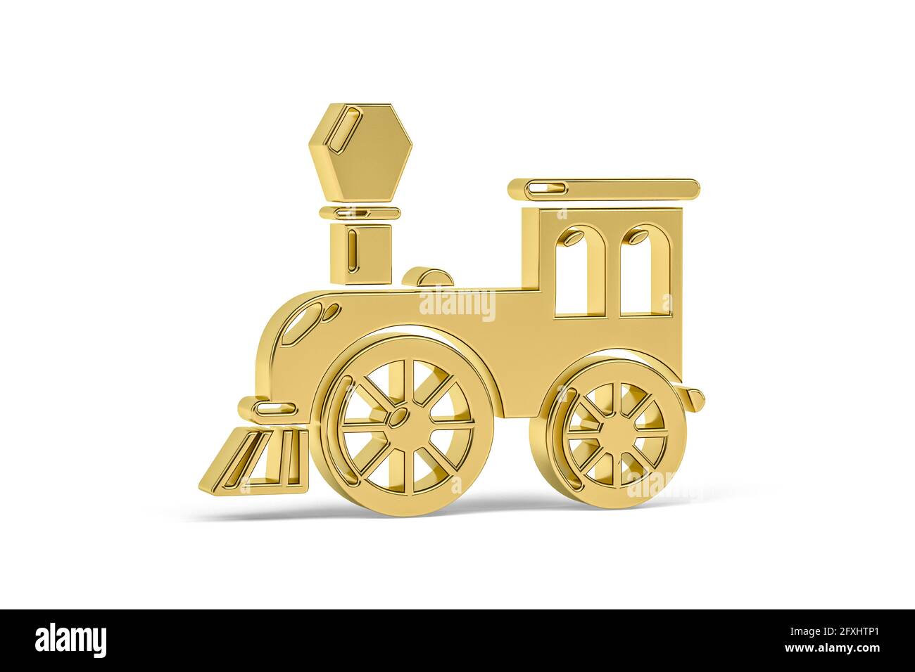 Golden 3d train icon isolated on white background - 3D render Stock ...
