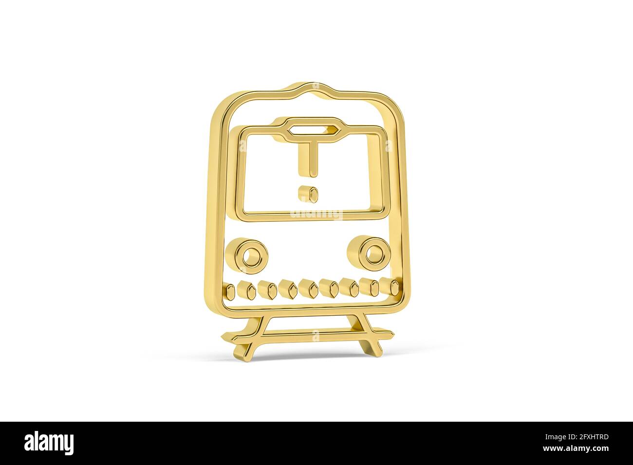 Golden 3d train icon isolated on white background - 3D render Stock ...